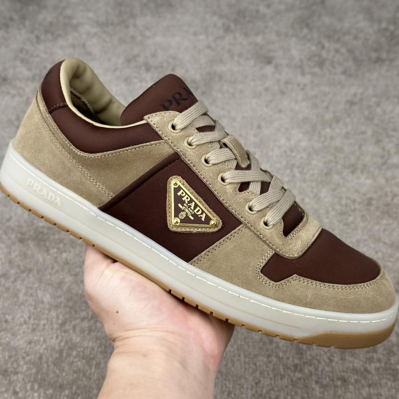 Prada Downtown Suede And Re-Nylon Sneakers - PerfectKickZ