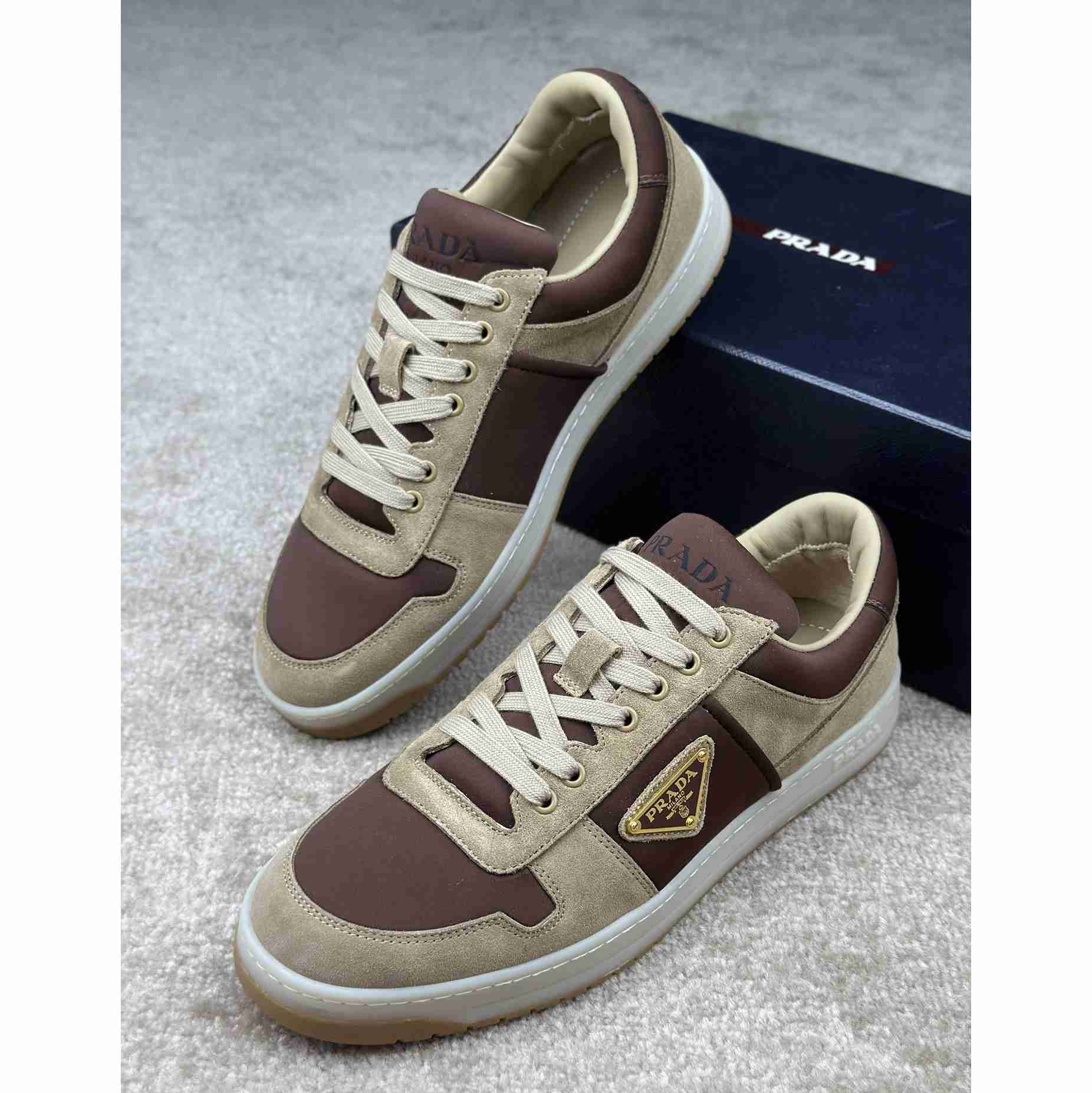 Prada Downtown Suede And Re-Nylon Sneakers - PerfectKickZ