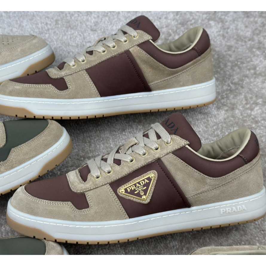 Prada Downtown Suede And Re-Nylon Sneakers - PerfectKickZ