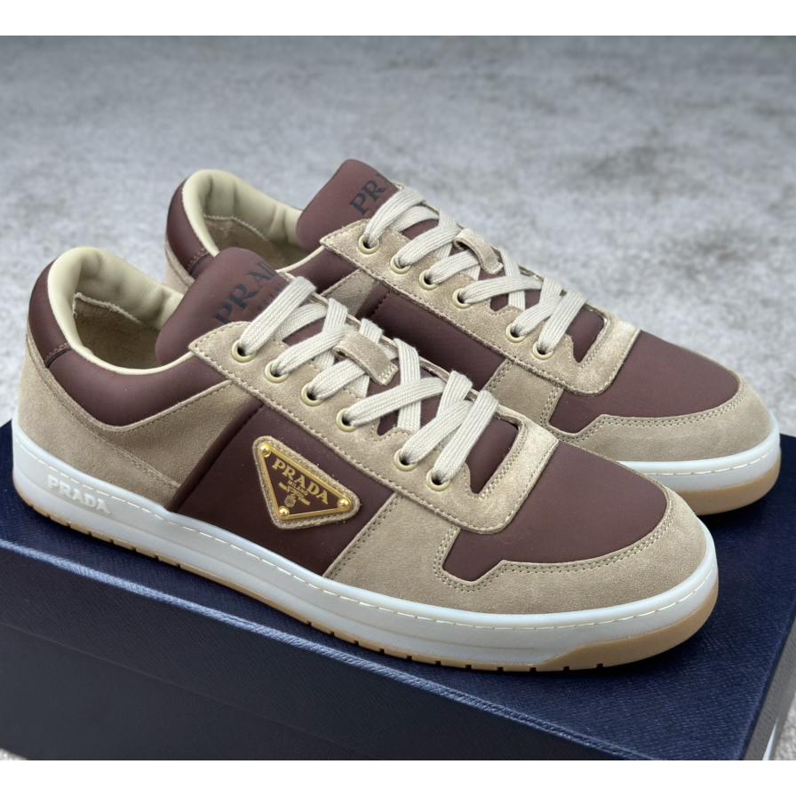 Prada Downtown Suede And Re-Nylon Sneakers - PerfectKickZ