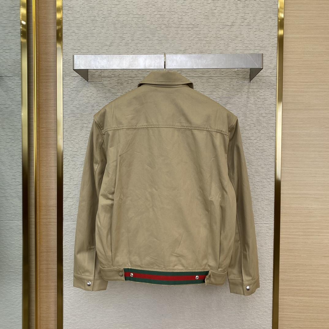 Gucci Cotton Twill Jacket With Web - PerfectKickZ