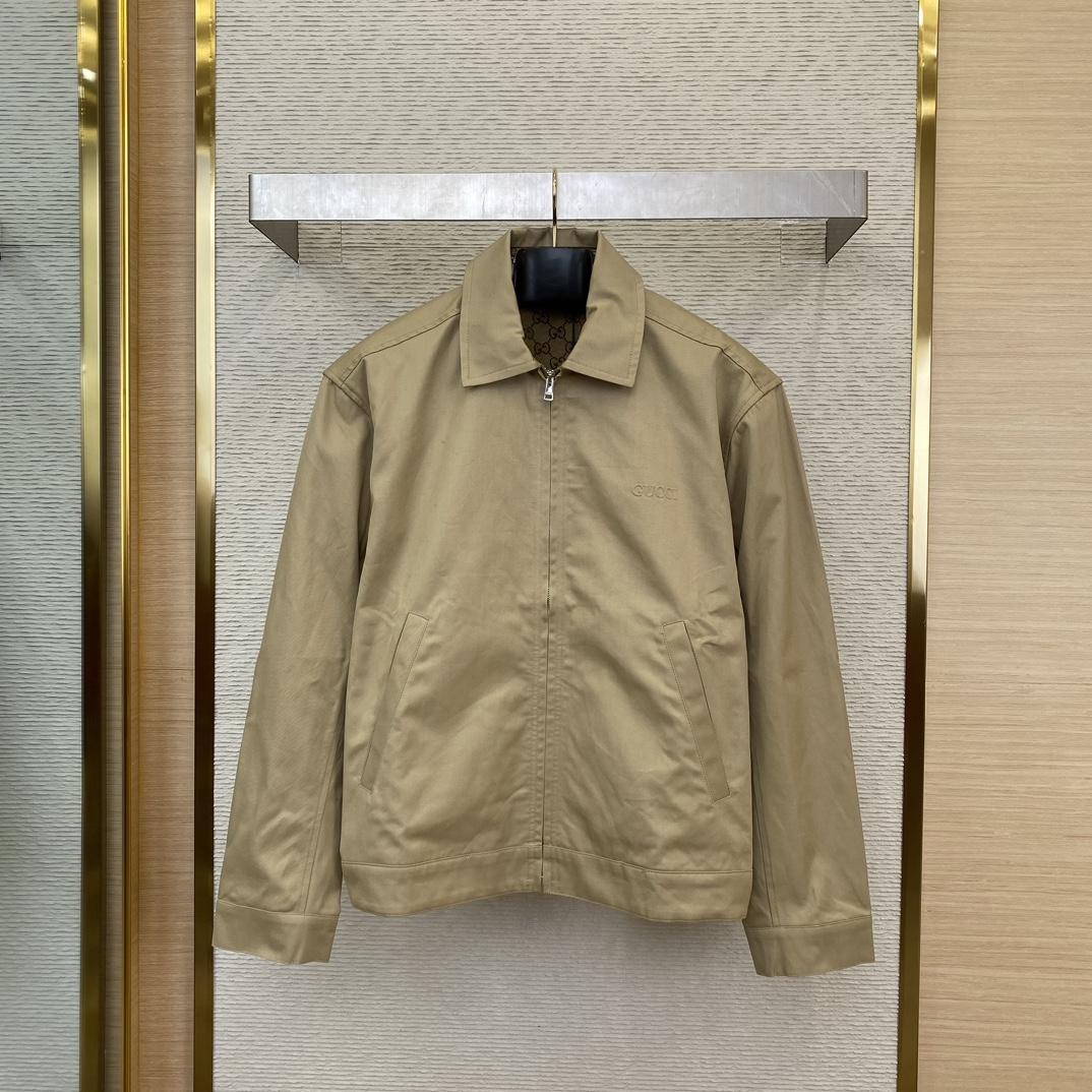 Gucci Cotton Twill Jacket With Web - PerfectKickZ