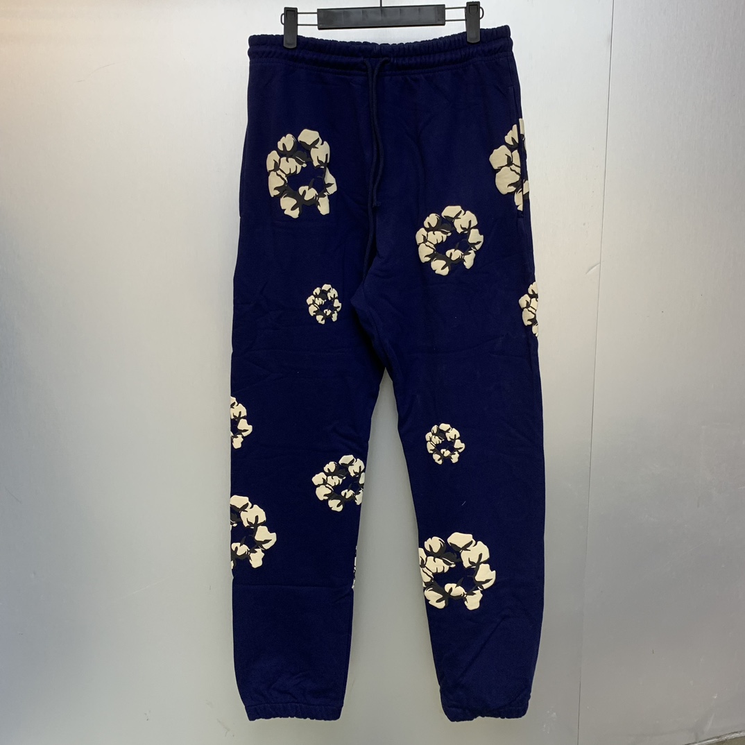 Denim Tears Cactus Tears Wreath Sweatpants Navy - PerfectKickZ