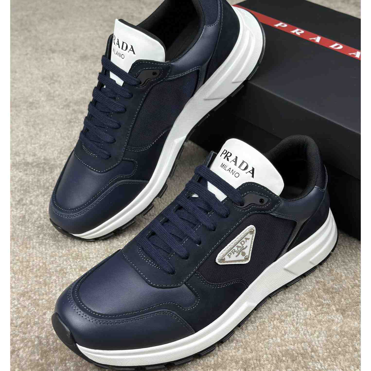 Prada Leather And Re-Nylon Sneakers - PerfectKickZ
