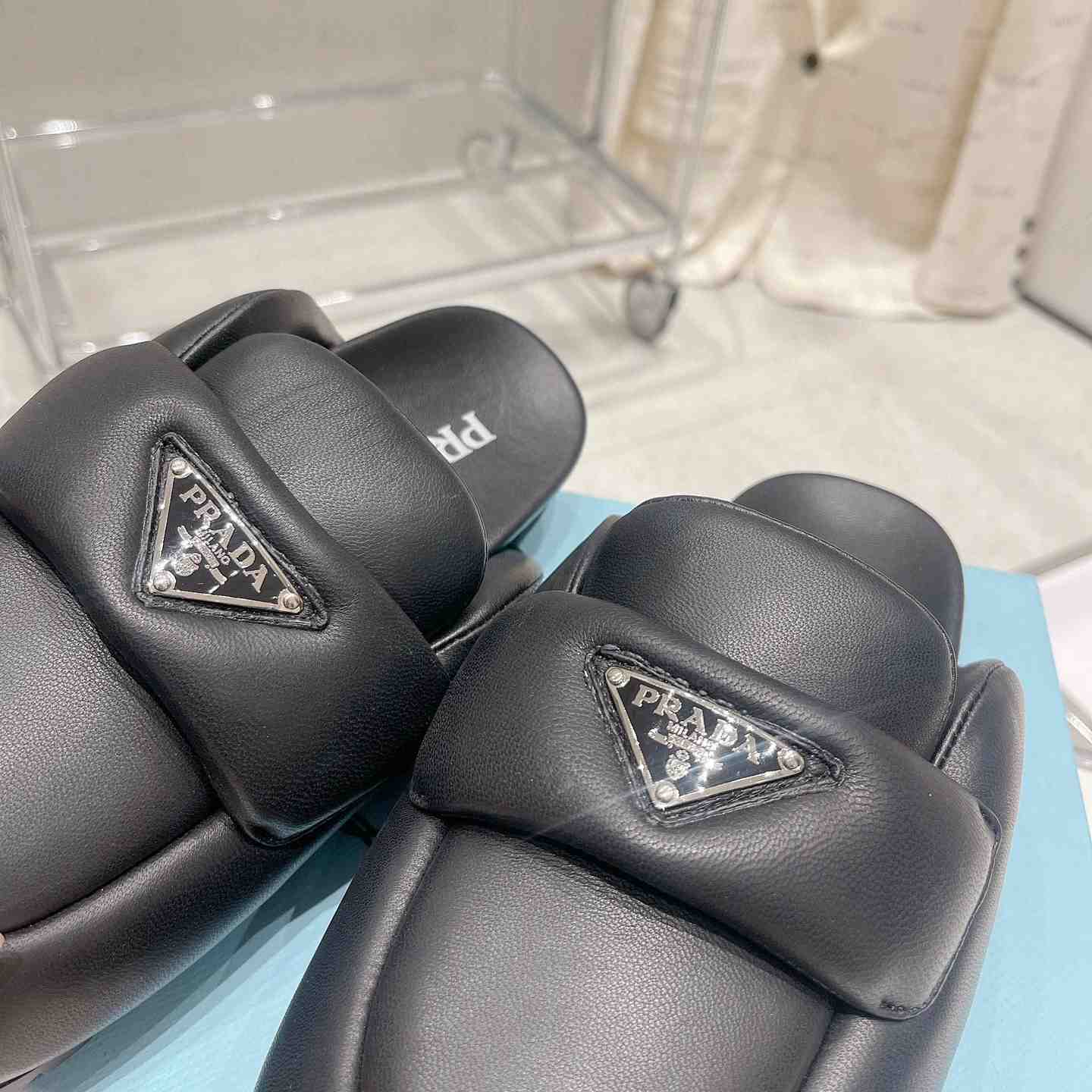 Prada Soft Padded Nappa Leather Sabots - PerfectKickZ