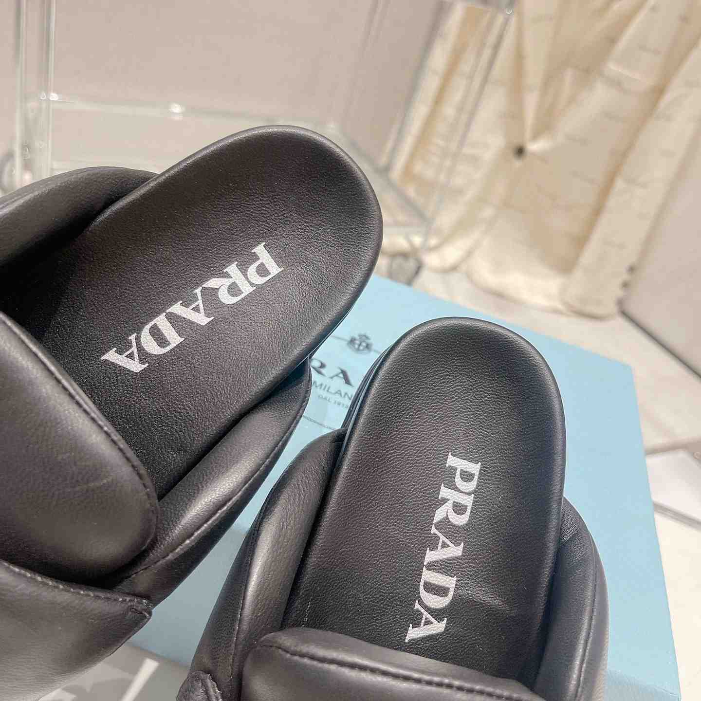 Prada Soft Padded Nappa Leather Sabots - PerfectKickZ