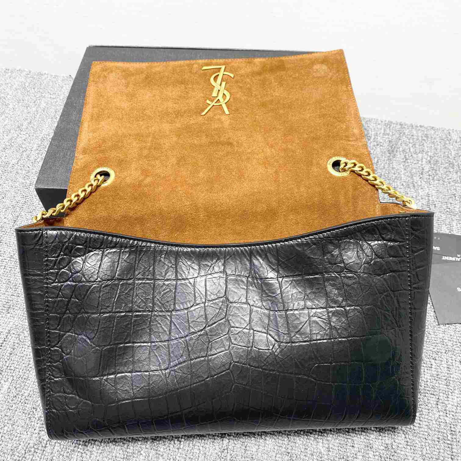 Saint Laurent Reversible Kate Medium In Crocodile-Embossed Leather - PerfectKickZ
