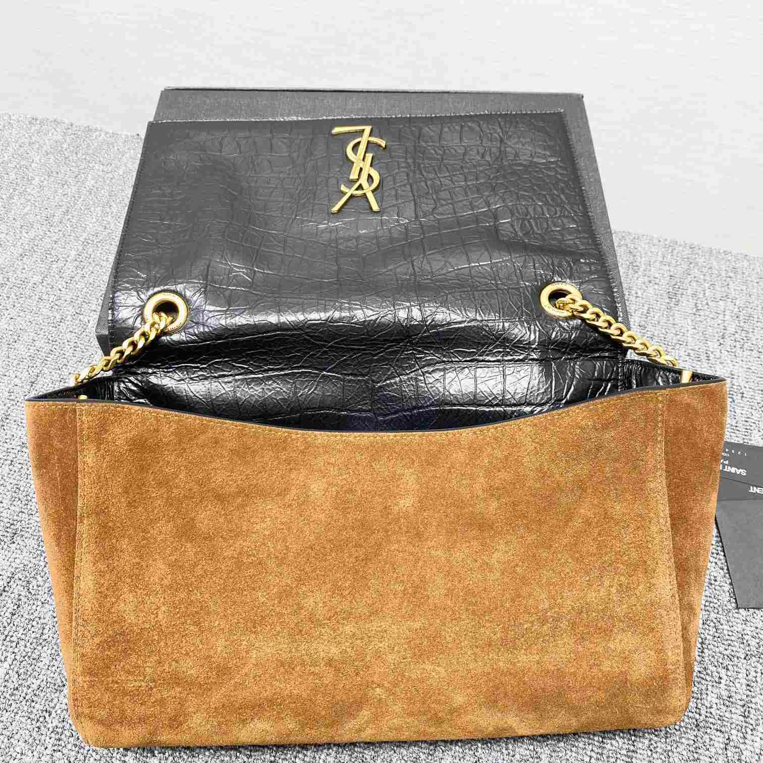 Saint Laurent Reversible Kate Medium In Crocodile-Embossed Leather - PerfectKickZ