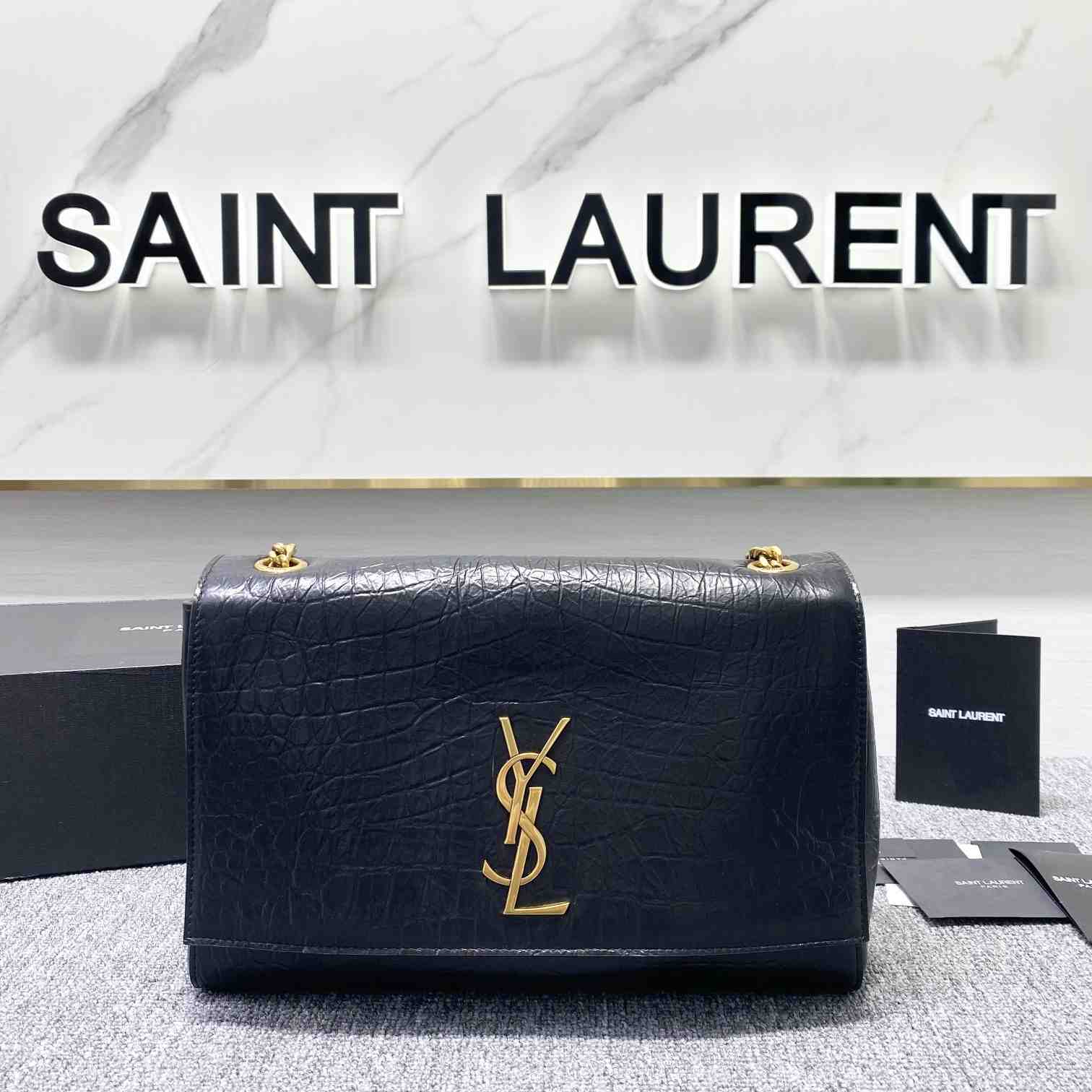 Saint Laurent Reversible Kate Medium In Crocodile-Embossed Leather - PerfectKickZ