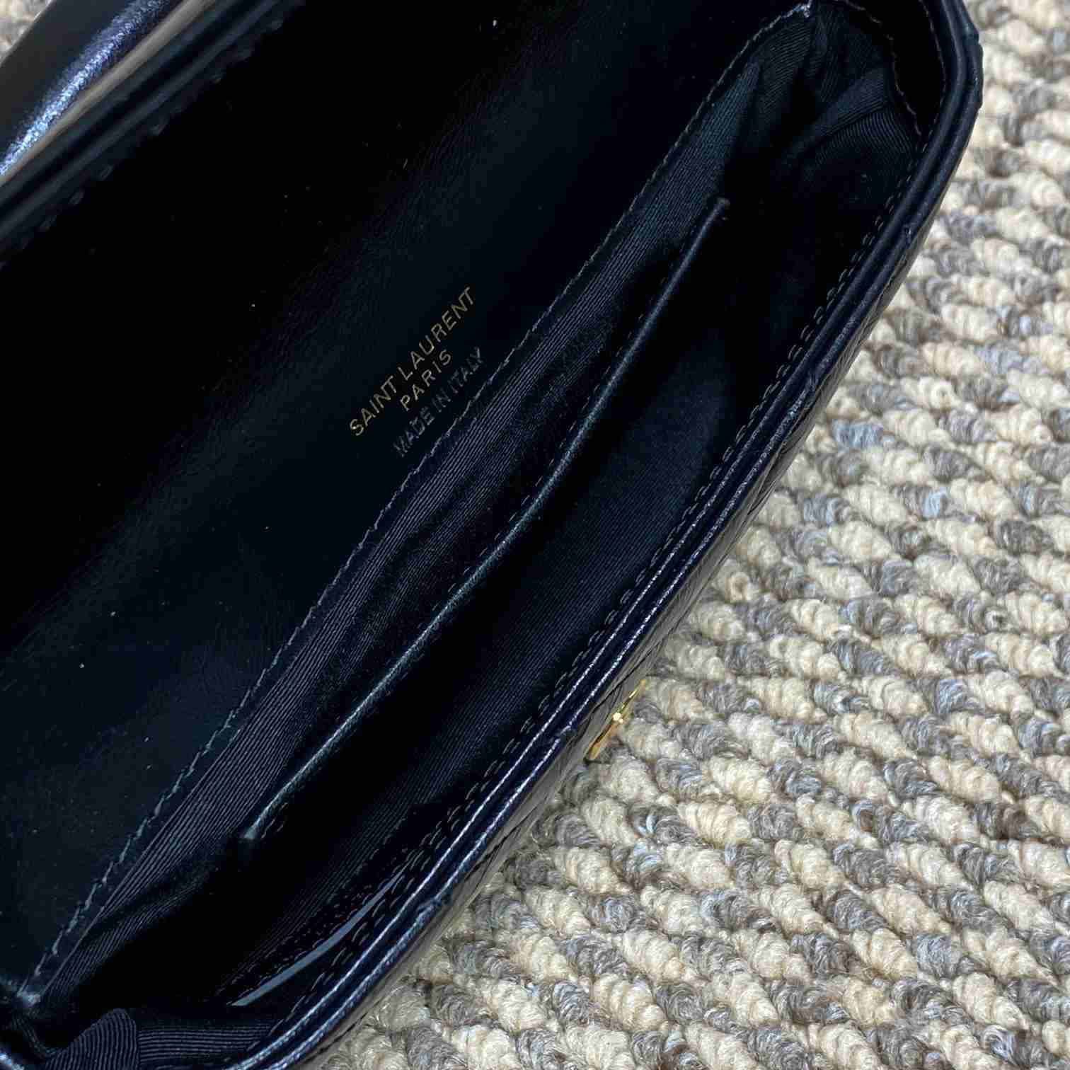Saint Laurent College Mini Chain Bag In Shiny Crackled Leather - PerfectKickZ