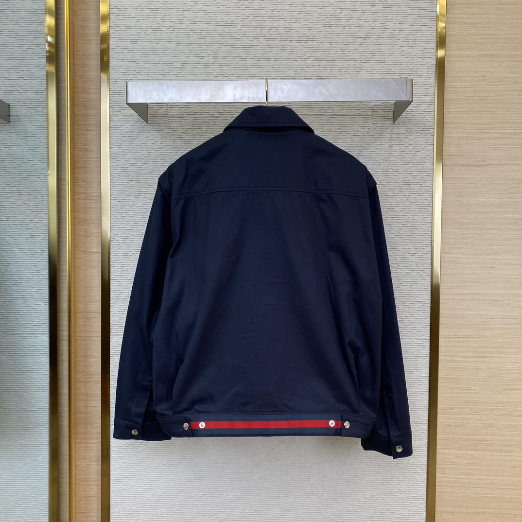 Gucci Cotton Twill Jacket With Web - PerfectKickZ