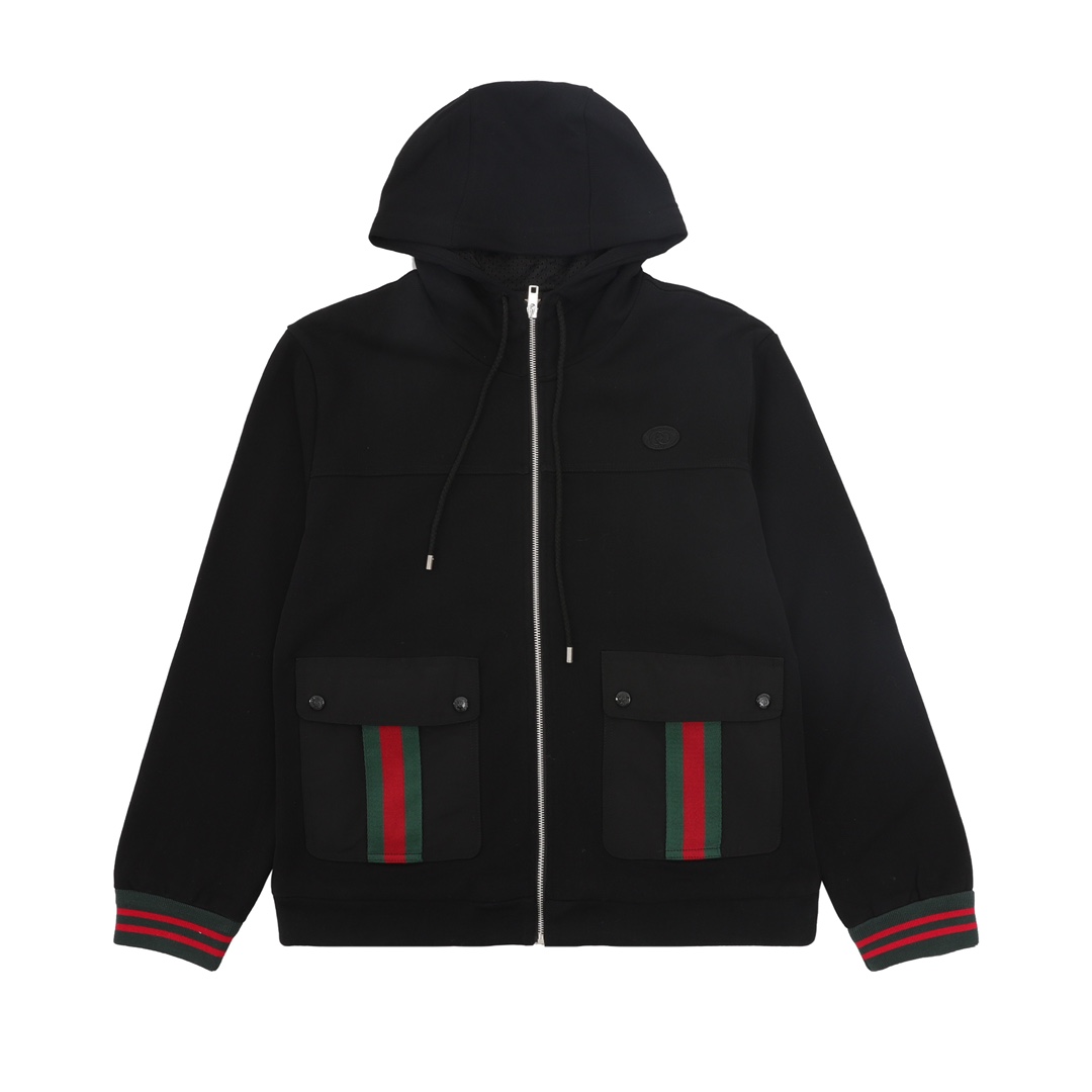 Gucci Cotton Jersey Hooded Jacket With Web - PerfectKickZ