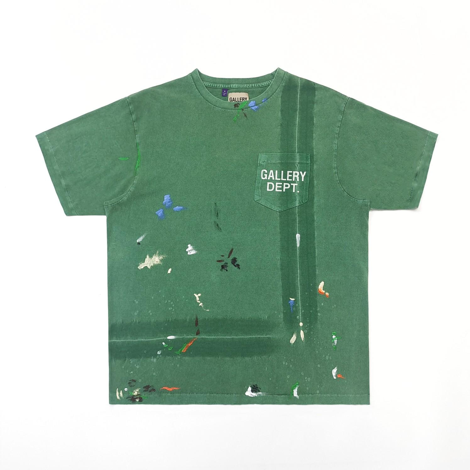 Gallery Dept Vintage Green Paint Splatter Logo T-Shirt - PerfectKickZ