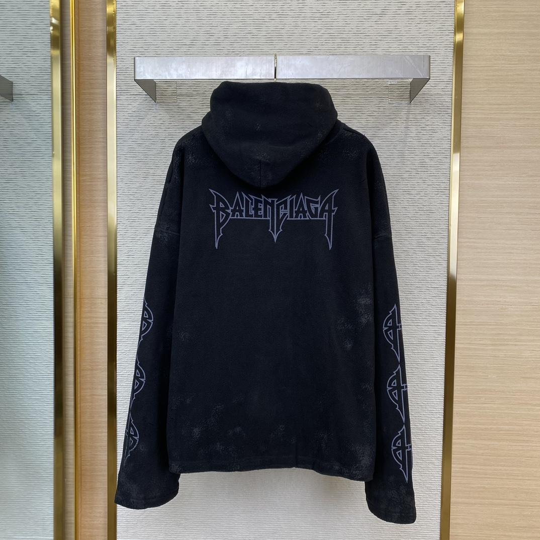 Balenciaga Paris Moon Crinkled Hoodie Large Fit In Black - PerfectKickZ