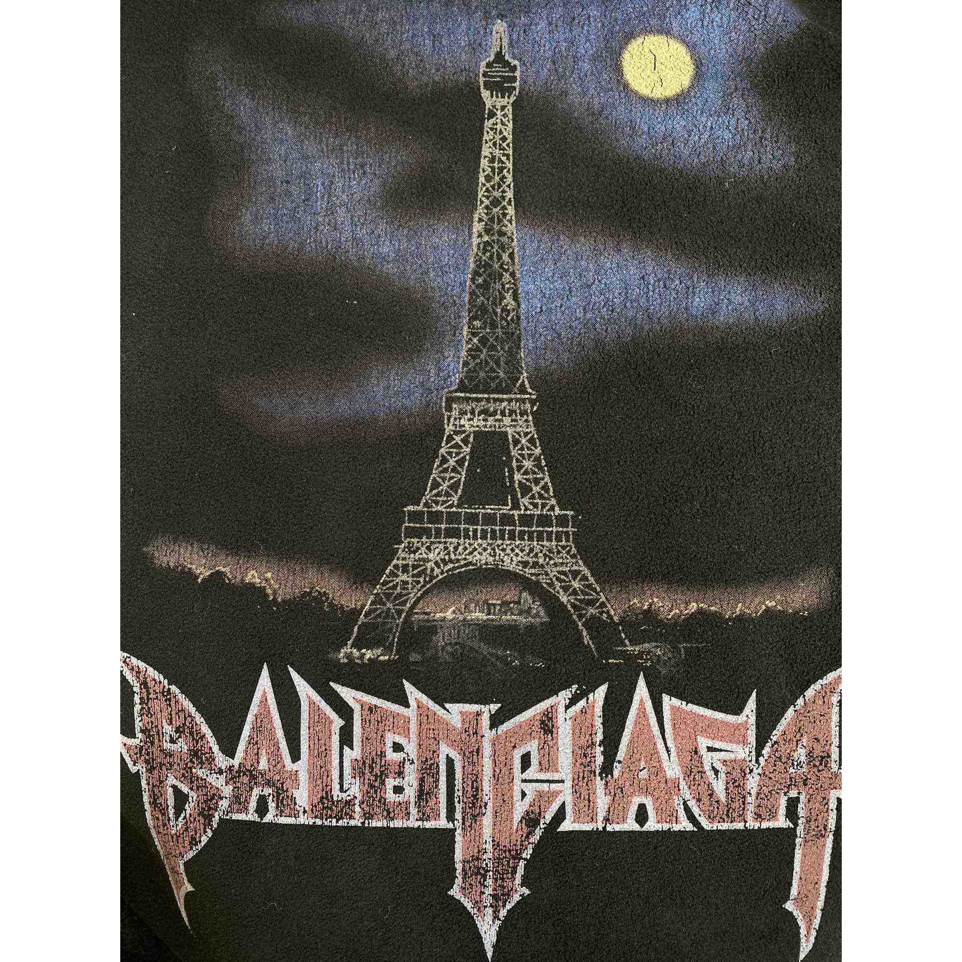 Balenciaga Paris Moon Crinkled Hoodie Large Fit In Black - PerfectKickZ