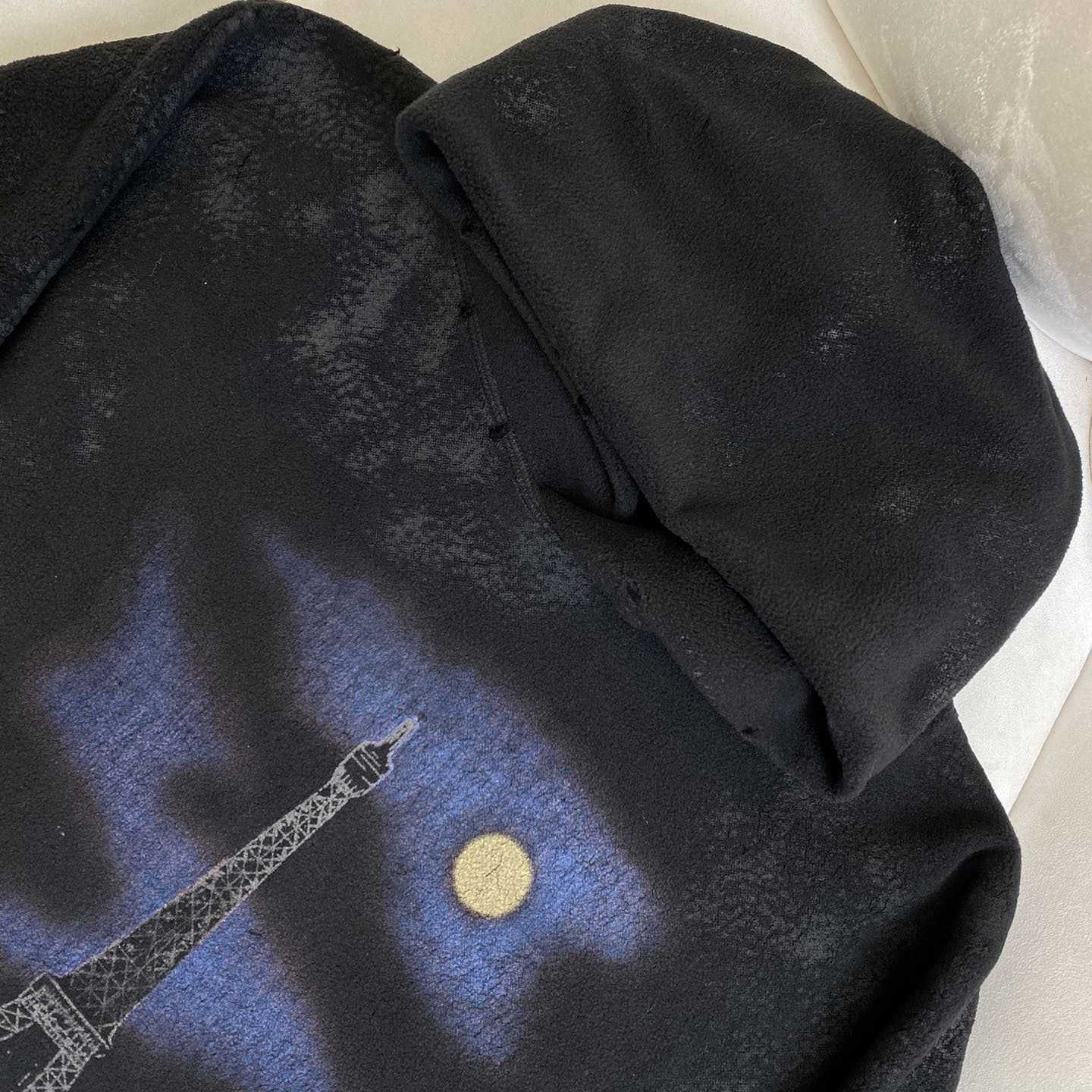 Balenciaga Paris Moon Crinkled Hoodie Large Fit In Black - PerfectKickZ