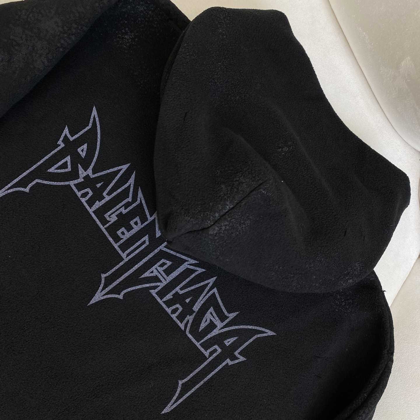 Balenciaga Paris Moon Crinkled Hoodie Large Fit In Black - PerfectKickZ