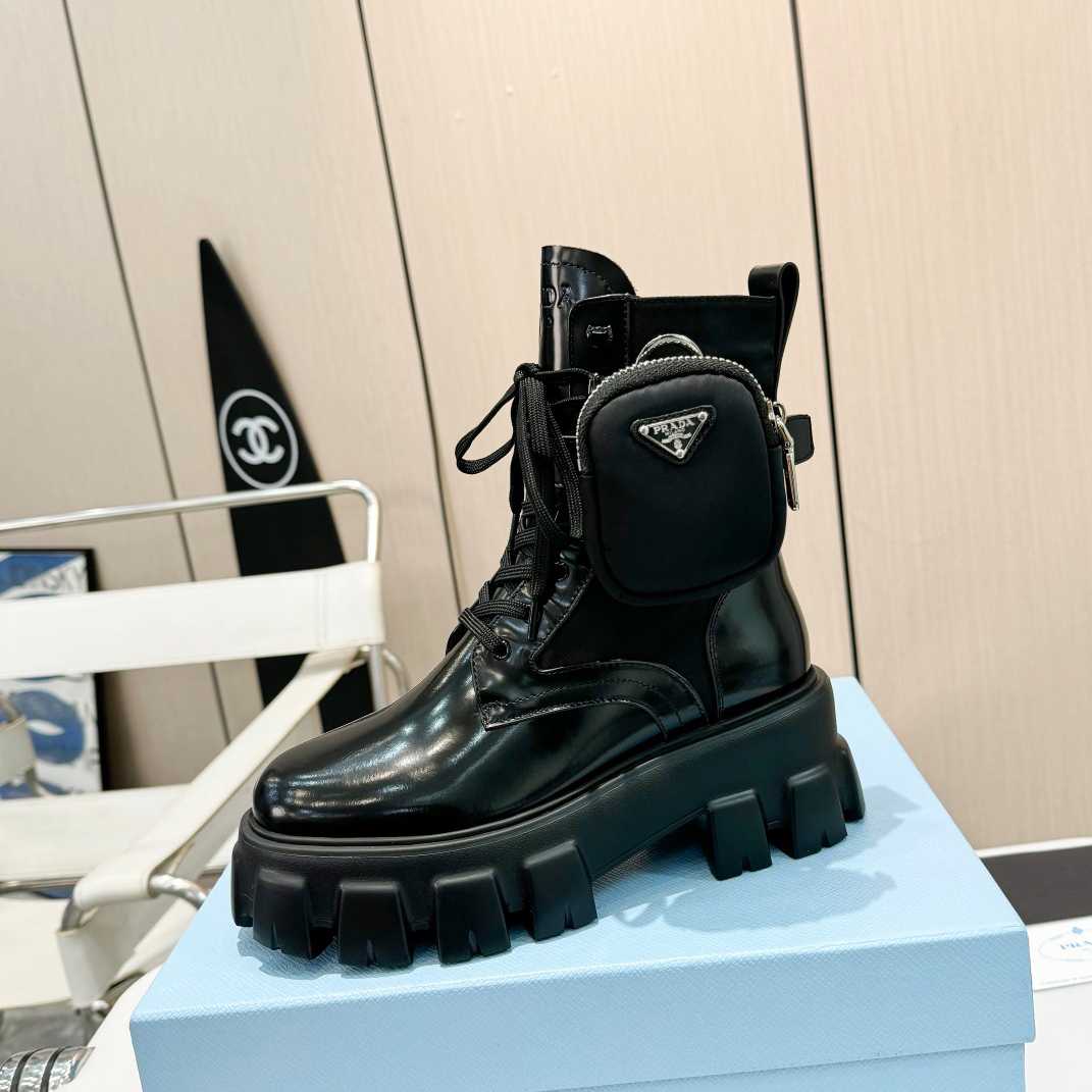 Prada Monolith Leather And Nylon Fabric Boots - PerfectKickZ