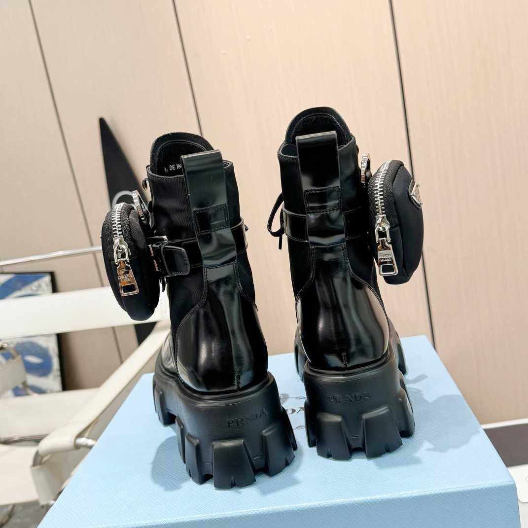 Prada Monolith Leather And Nylon Fabric Boots - PerfectKickZ