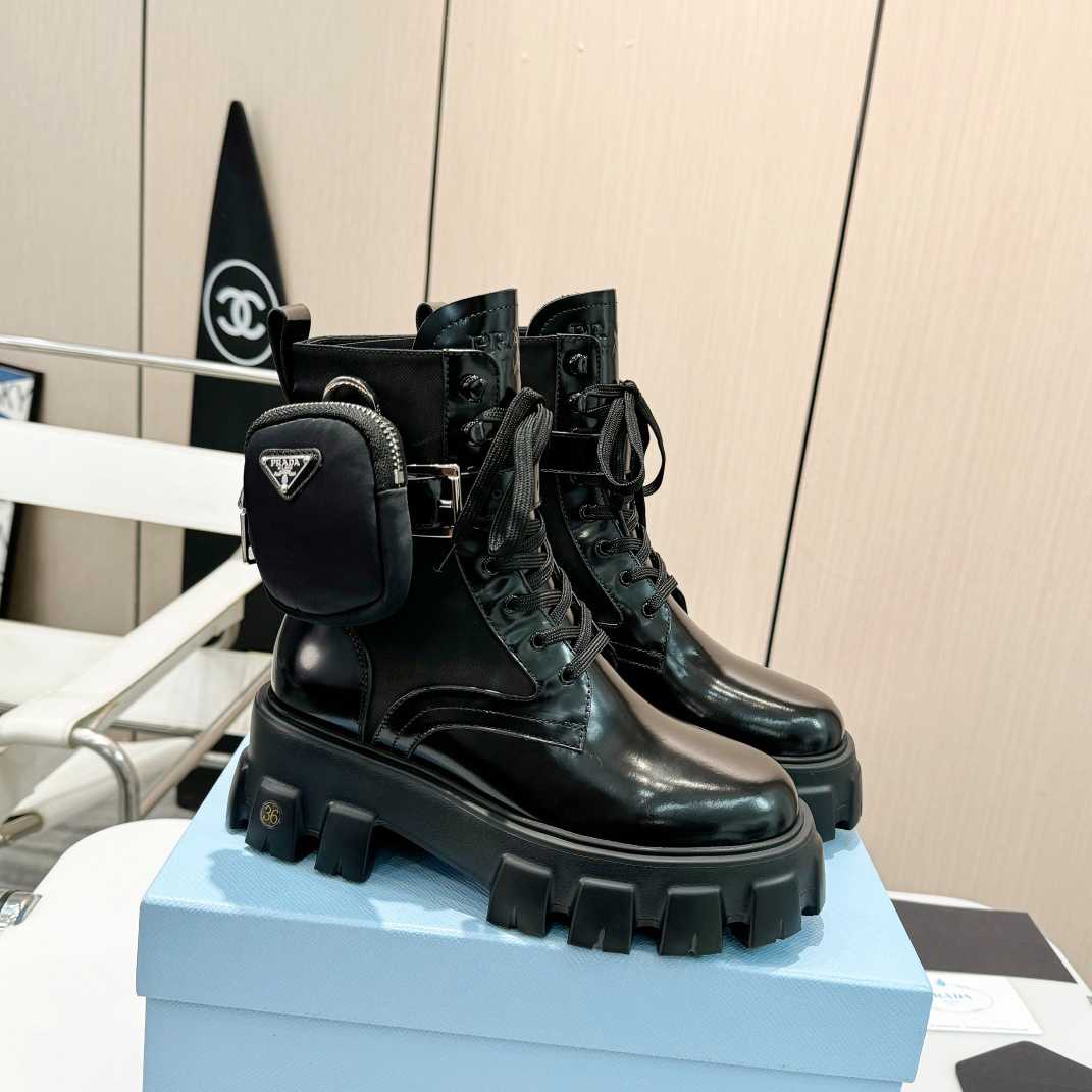 Prada Monolith Leather And Nylon Fabric Boots - PerfectKickZ