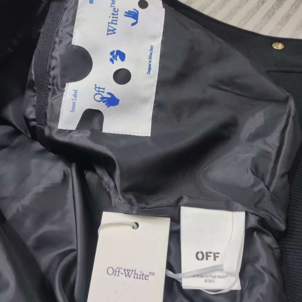 Off-White Embr Patches Embroidered Varsity Jacket - PerfectKickZ