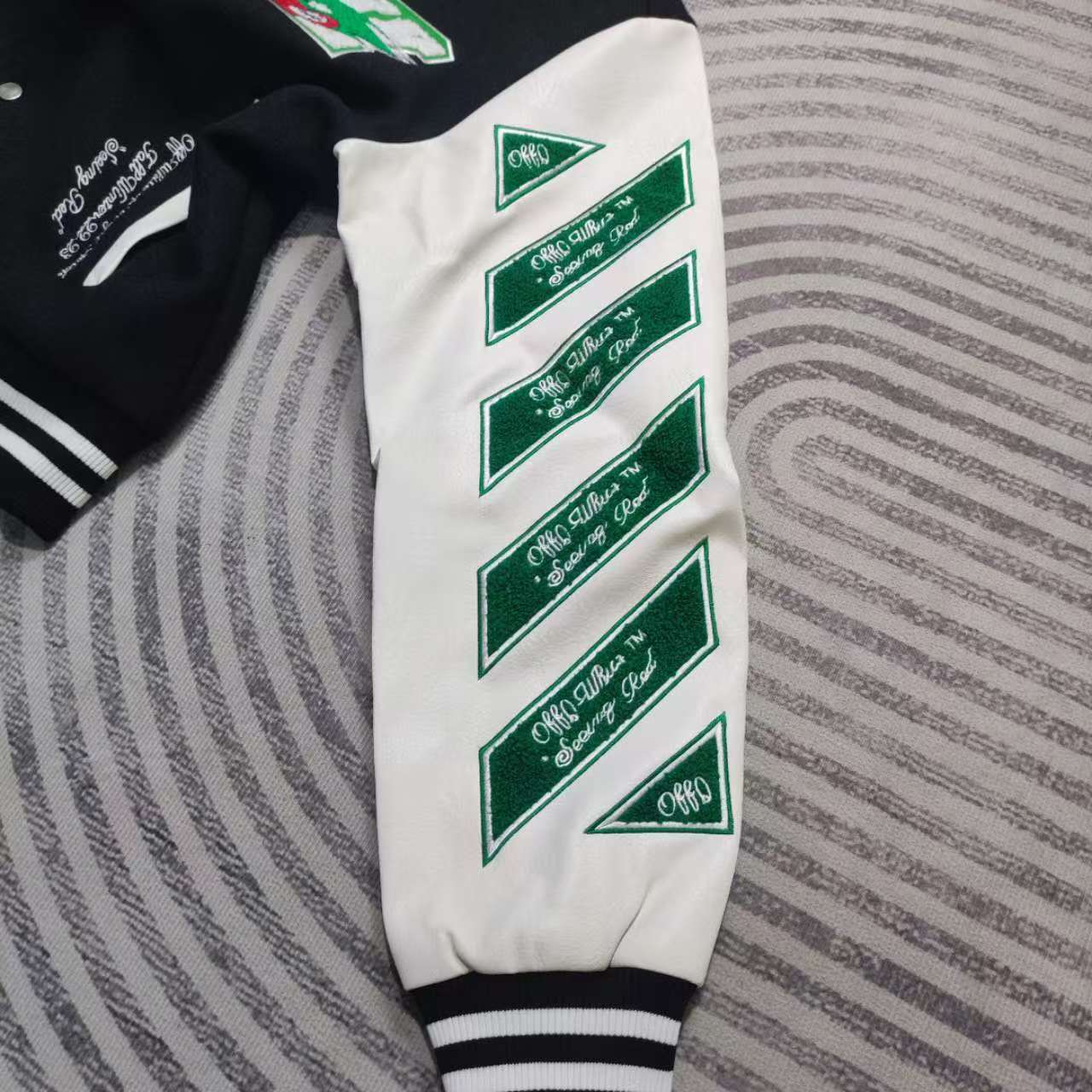 Off-White Embr Patches Embroidered Varsity Jacket - PerfectKickZ