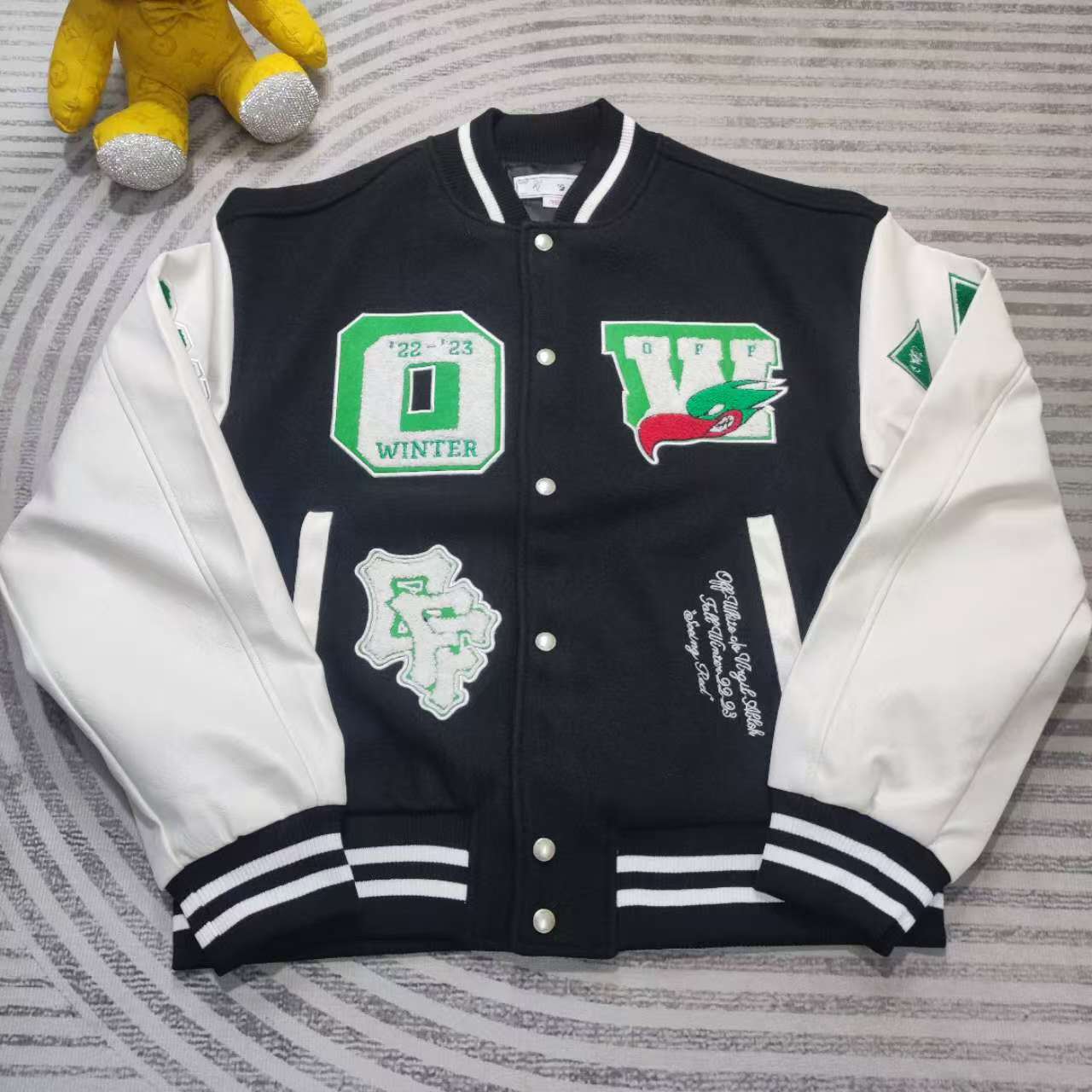 Off-White Embr Patches Embroidered Varsity Jacket - PerfectKickZ