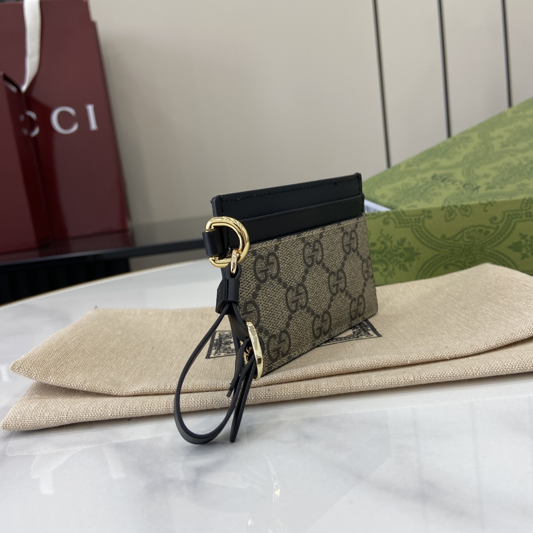 Gucci GG Emblem Card Case With Strap - PerfectKickZ
