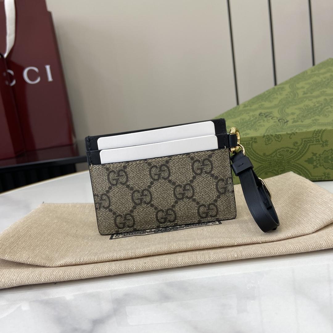Gucci GG Emblem Card Case With Strap - PerfectKickZ