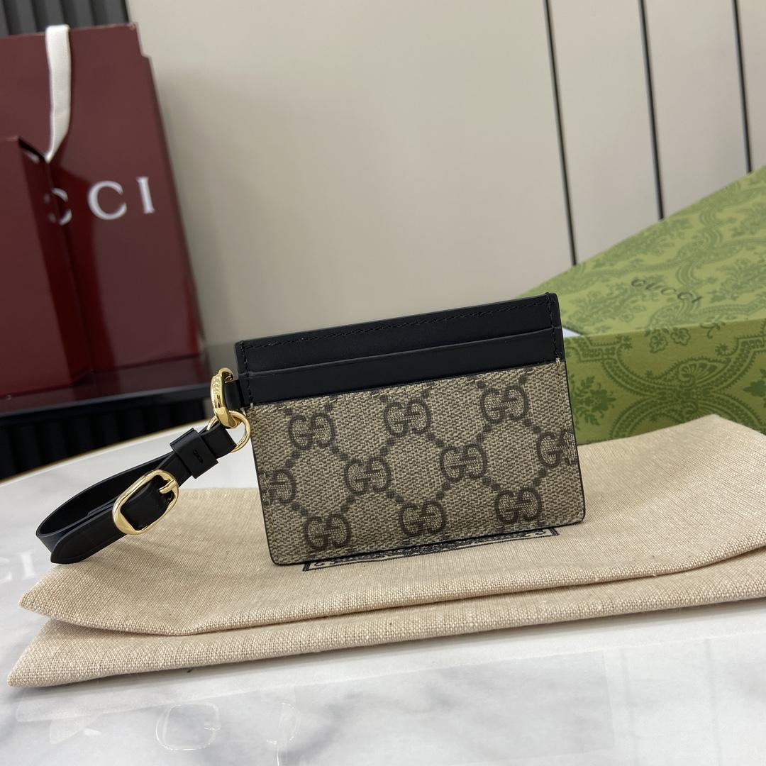 Gucci GG Emblem Card Case With Strap - PerfectKickZ