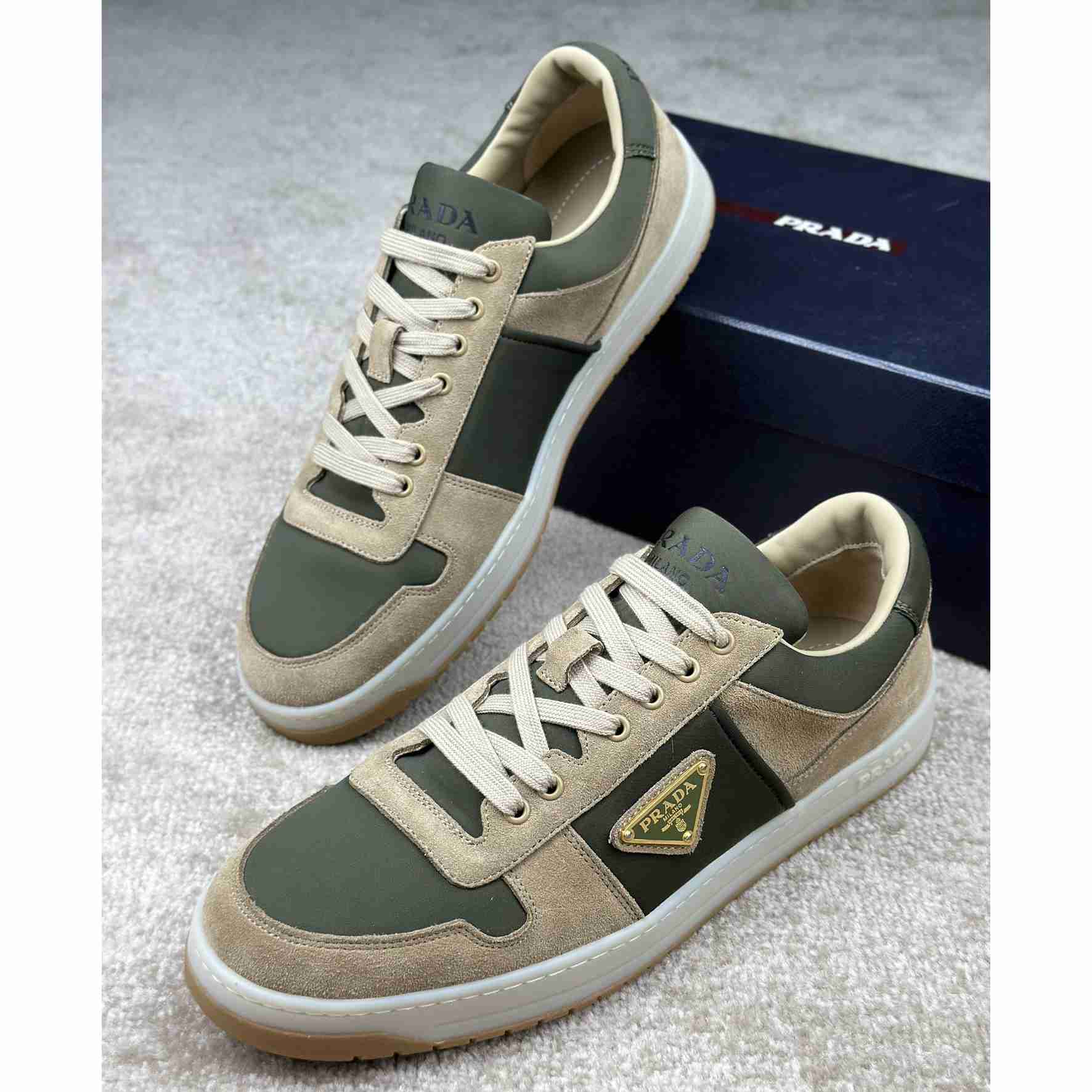 Prada Downtown Suede And Re-Nylon Sneakers - PerfectKickZ