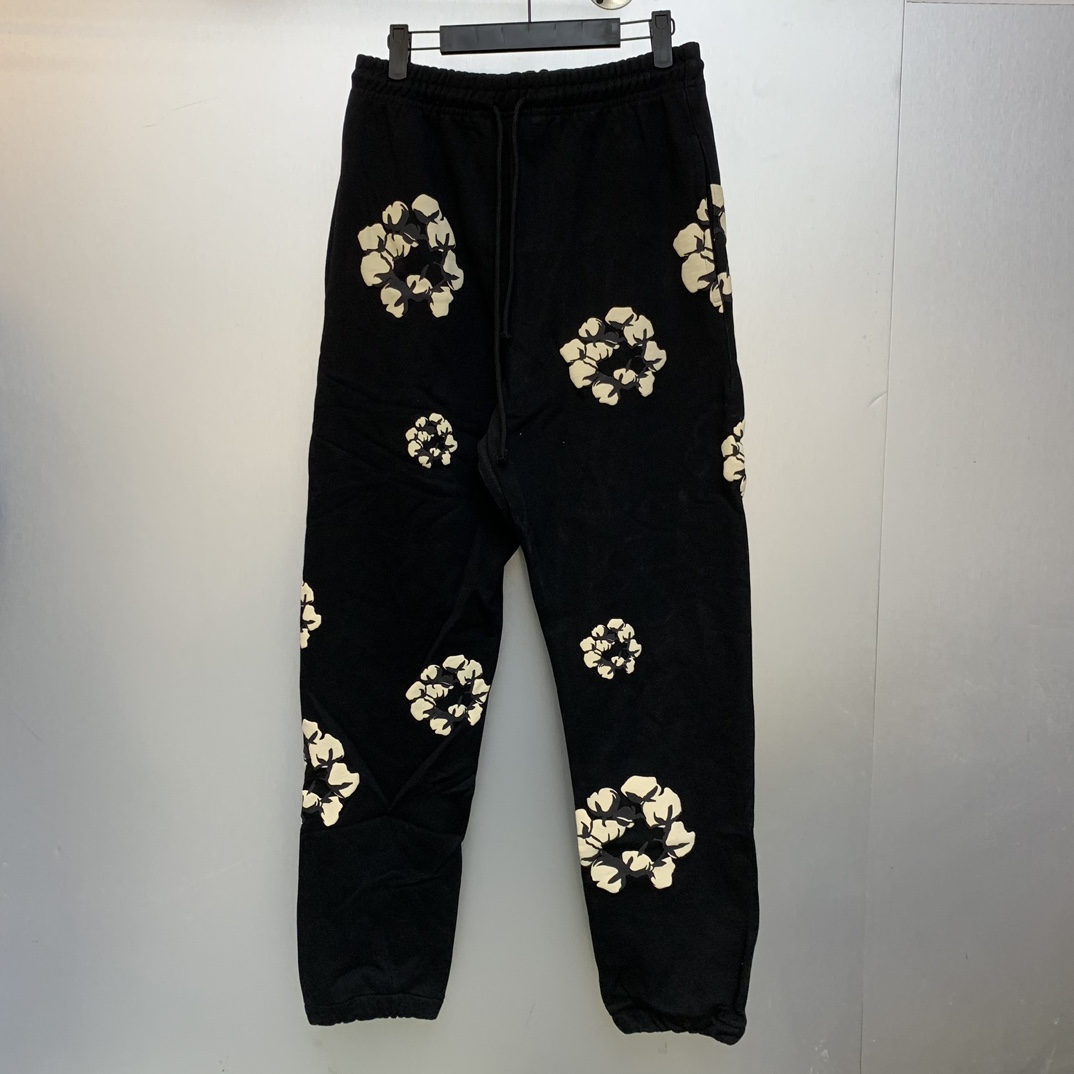 Denim Tears Cactus Tears Wreath Sweatpants Black - PerfectKickZ