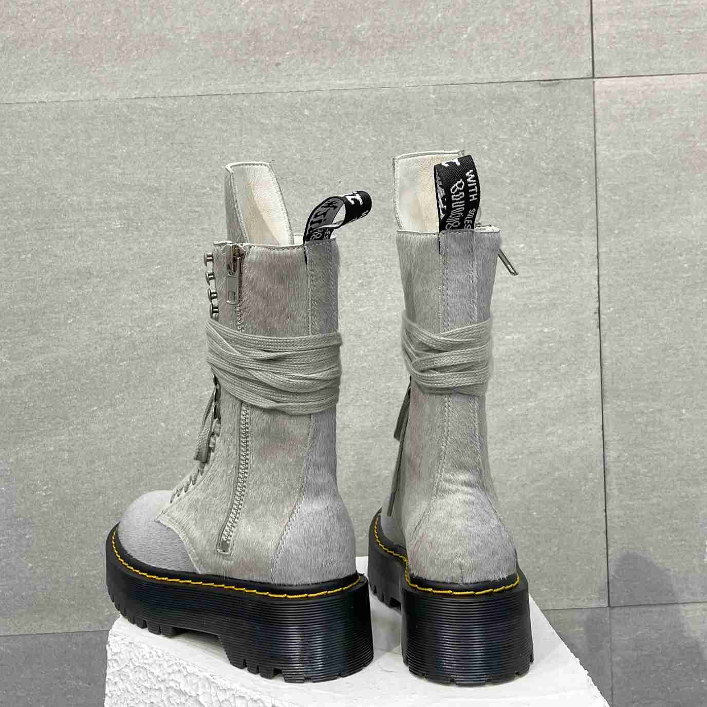 Rick Owens x Dr Martens Calf-hair Quad-sole Boots - PerfectKickZ
