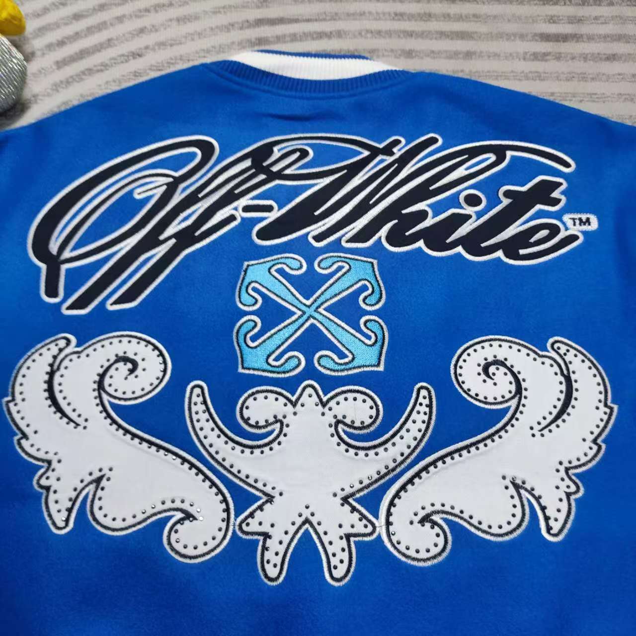 Off-White Royal Logo-appliqué Varsity Jacket - PerfectKickZ