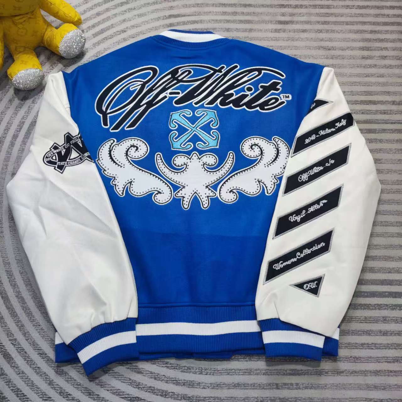 Off-White Royal Logo-appliqué Varsity Jacket - PerfectKickZ