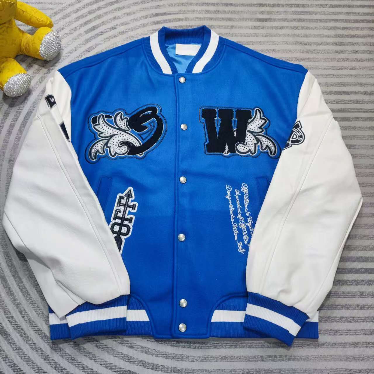 Off-White Royal Logo-appliqué Varsity Jacket - PerfectKickZ
