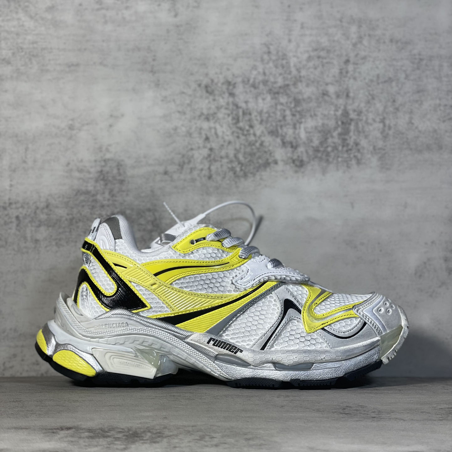 Balenciaga Runner 2.0 Sneaker In White, Yellow And Black Mesh And Polyurethane - PerfectKickZ