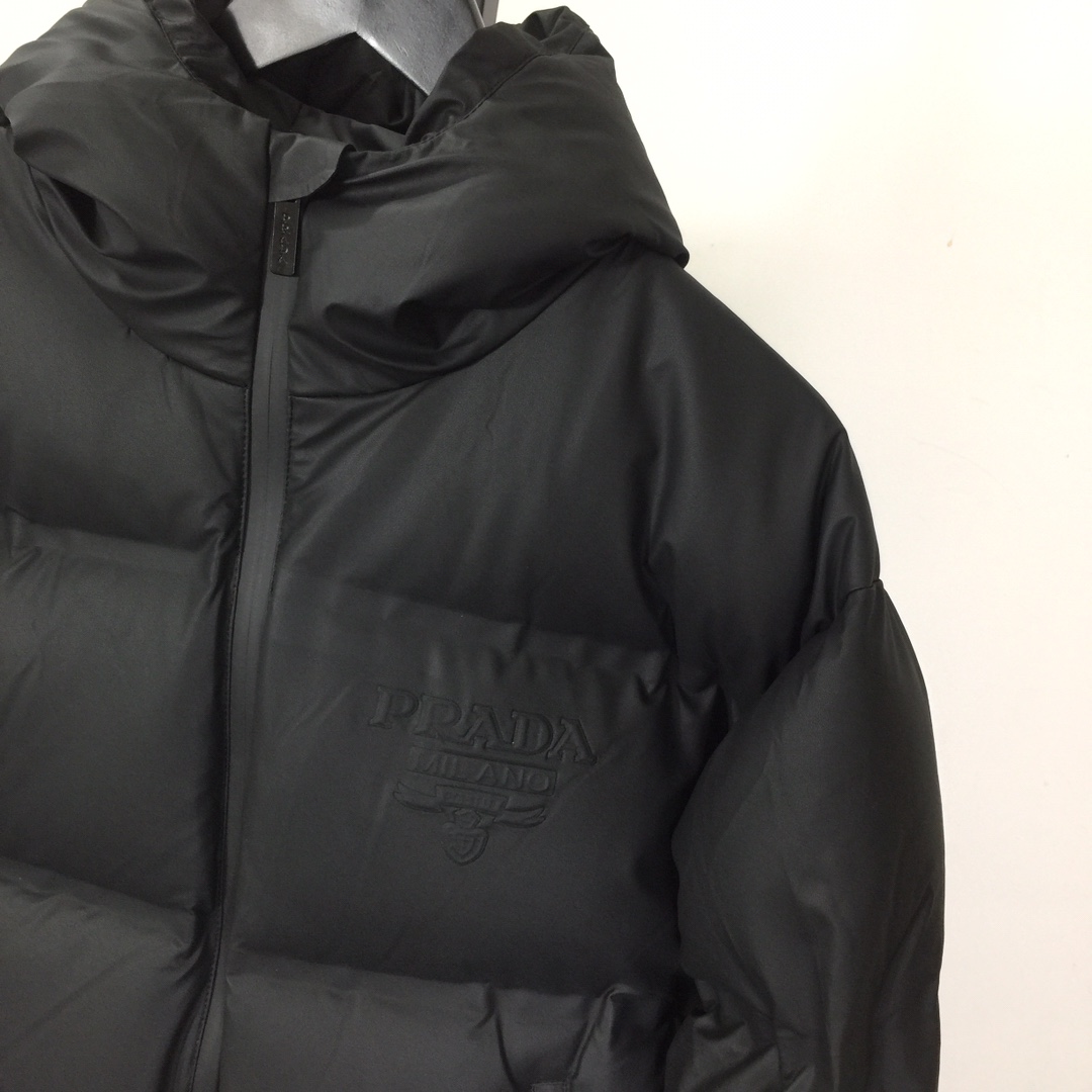 Prada Black Hooded Puffer Jacket - 