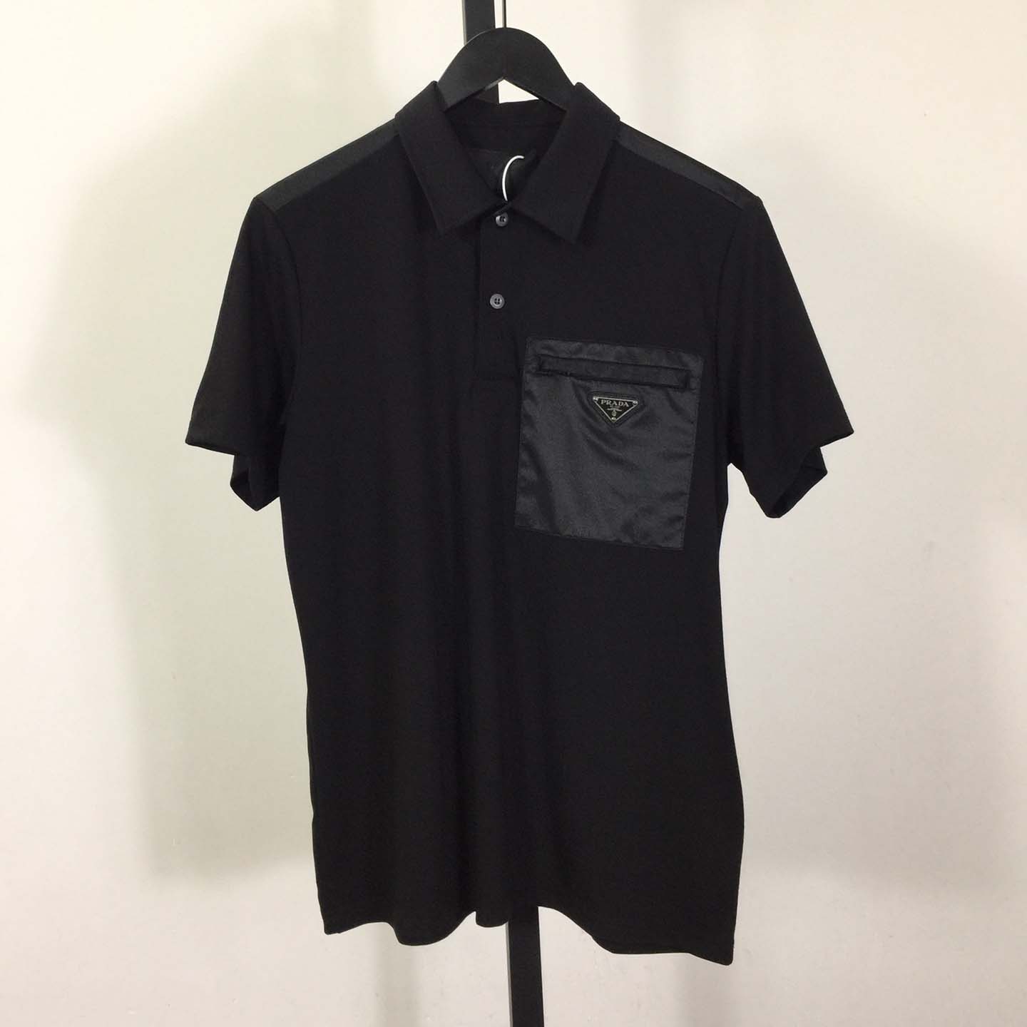 Prada Stretch Cotton Polo Shirt With Re-Nylon Details - PerfectKickZ