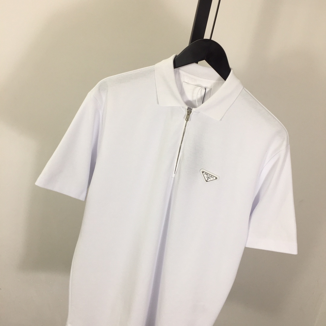 Prada Triangle-logo Cotton Polo Shirt - PerfectKickZ