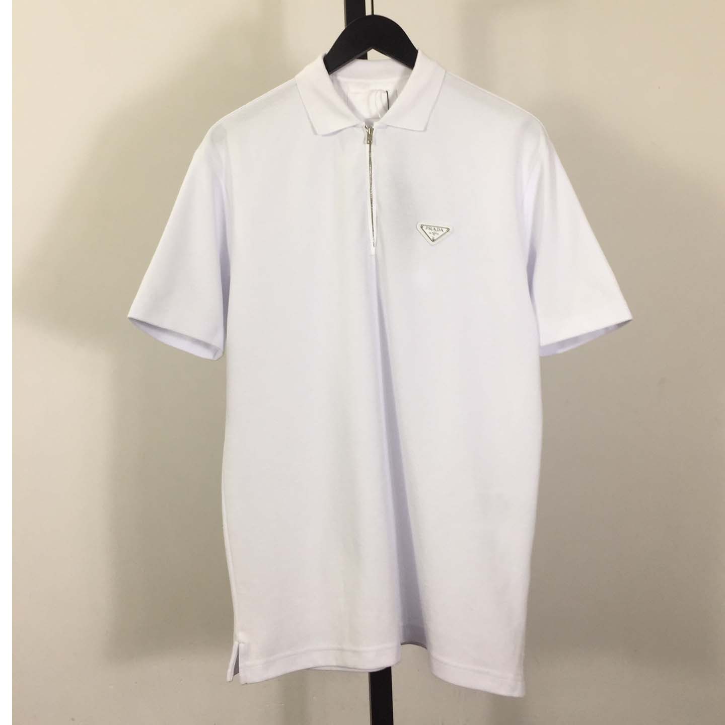 Prada Triangle-logo Cotton Polo Shirt - PerfectKickZ