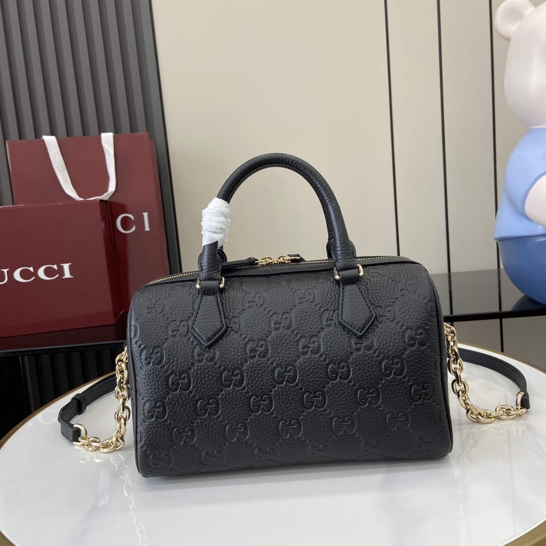 Gucci GG Emblem Small Top Handle Bag - PerfectKickZ