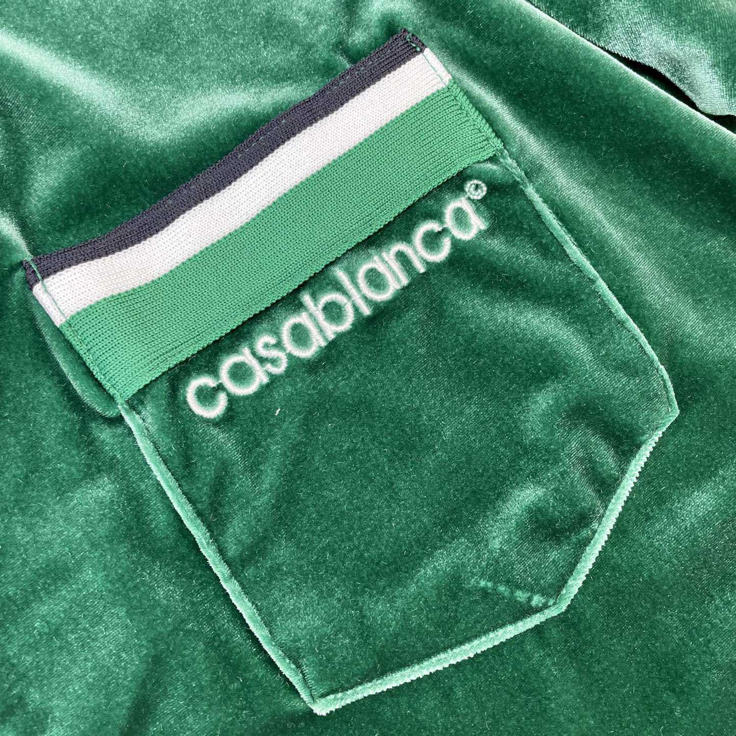Casablanca Short-Sleeve Velour Shirt 'Evergreen'   c931 - PerfectKickZ