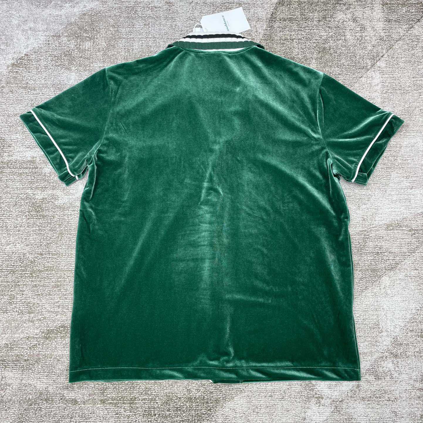 Casablanca Short-Sleeve Velour Shirt 'Evergreen'   c931 - PerfectKickZ