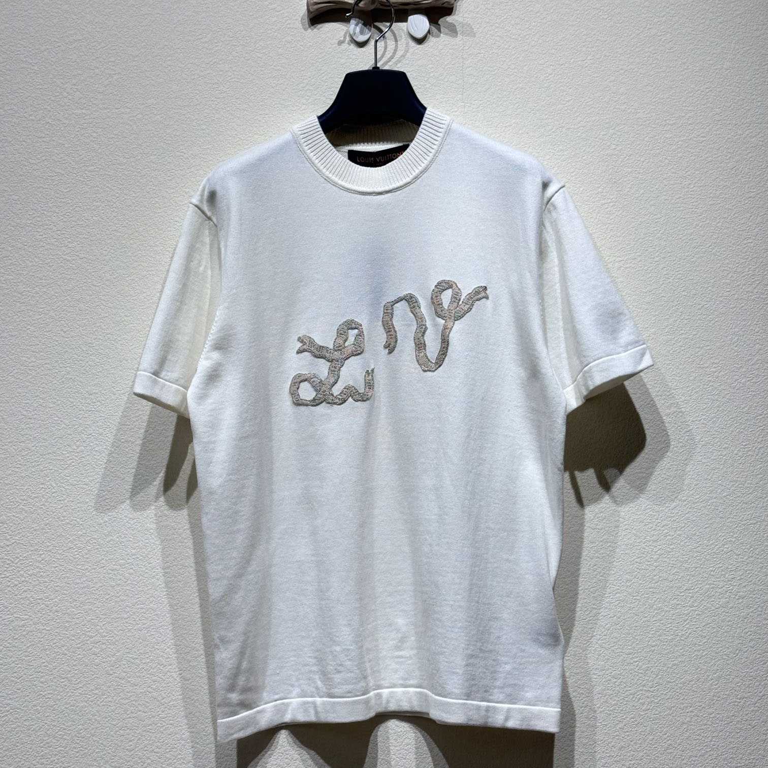 Louis Vuitton Embellished Short-Sleeved Cotton Crewneck   - PerfectKickZ