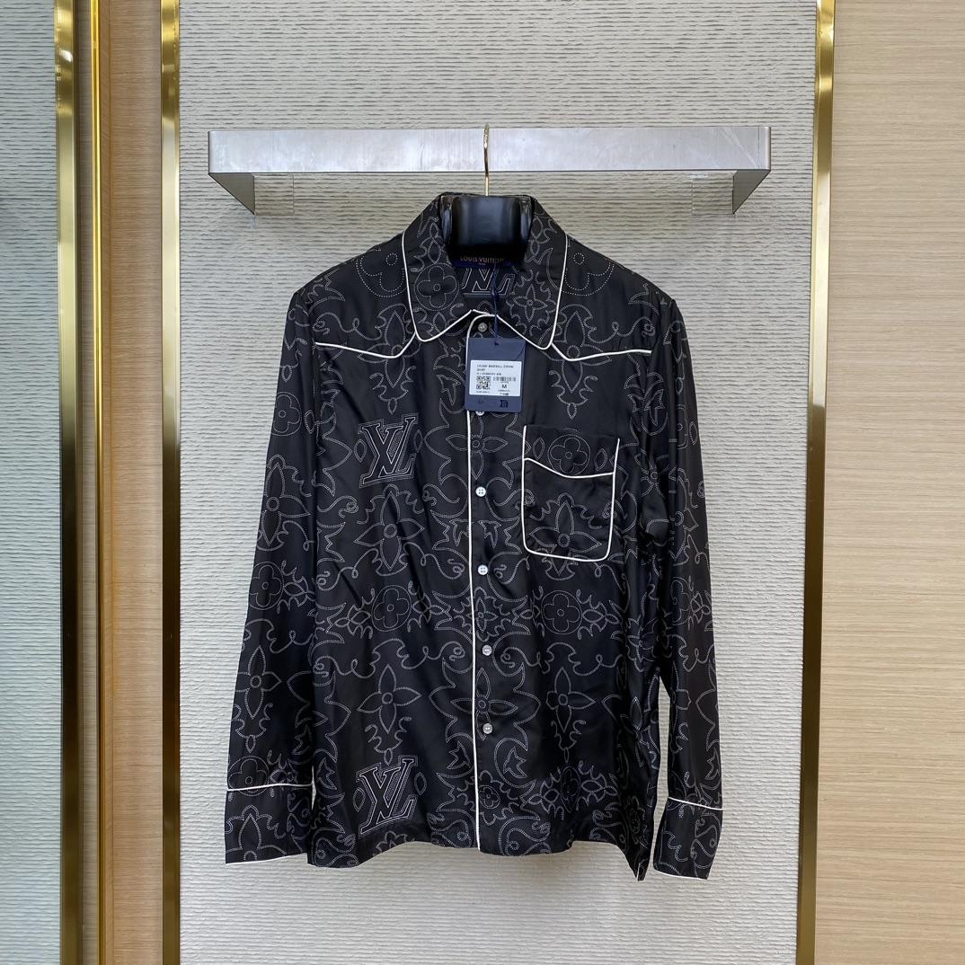 Louis Vuitton Printed Long-Sleeved Silk Pyjama Overshirt   - PerfectKickZ
