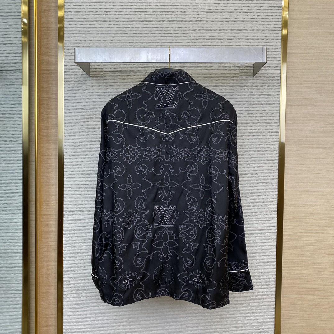 Louis Vuitton Printed Long-Sleeved Silk Pyjama Overshirt   - PerfectKickZ