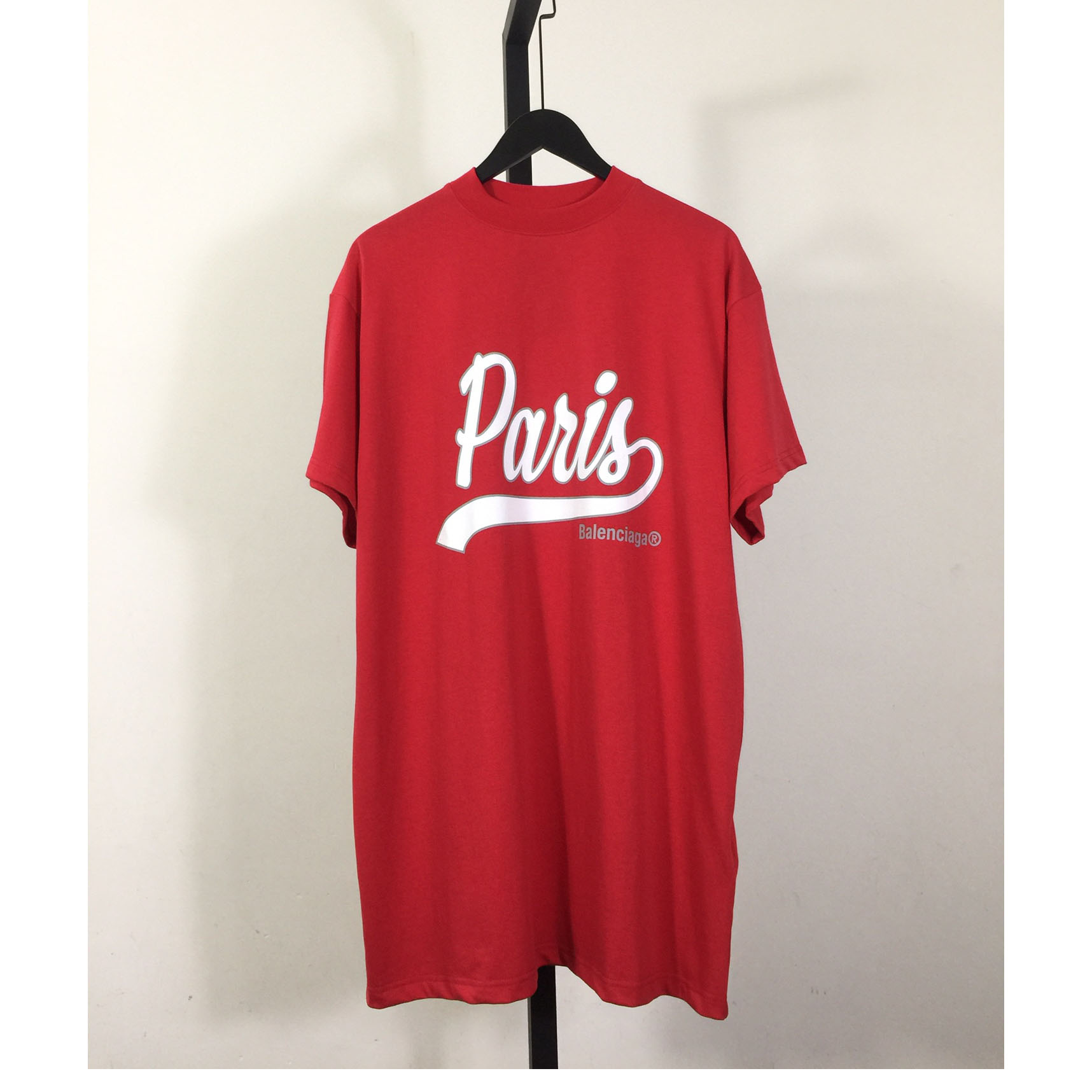 Balenciaga Red White Paris Logo Printed Cotton T-shirt - PerfectKickZ