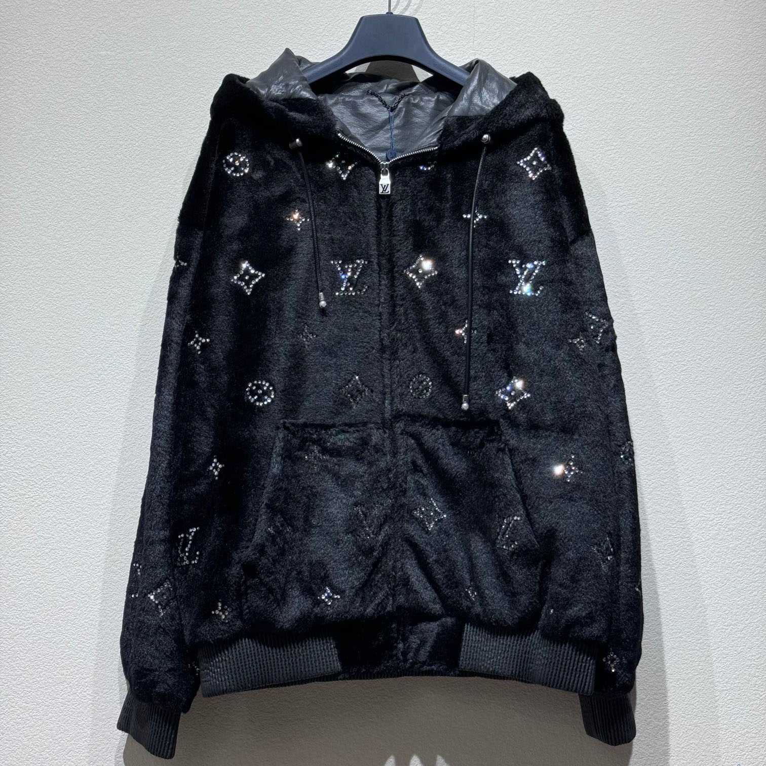 Louis Vuitton MNG Embellished Shearling Hoodie - PerfectKickZ