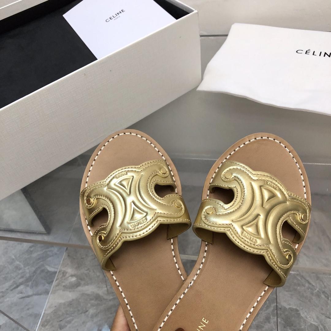 Celine Triomphe Mule In Metalized Calfskin - PerfectKickZ